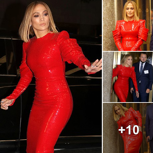 Jennifer Lopez Dons Stunning Red Sequin Dress for New Rom-Com “Marry Me” Filming